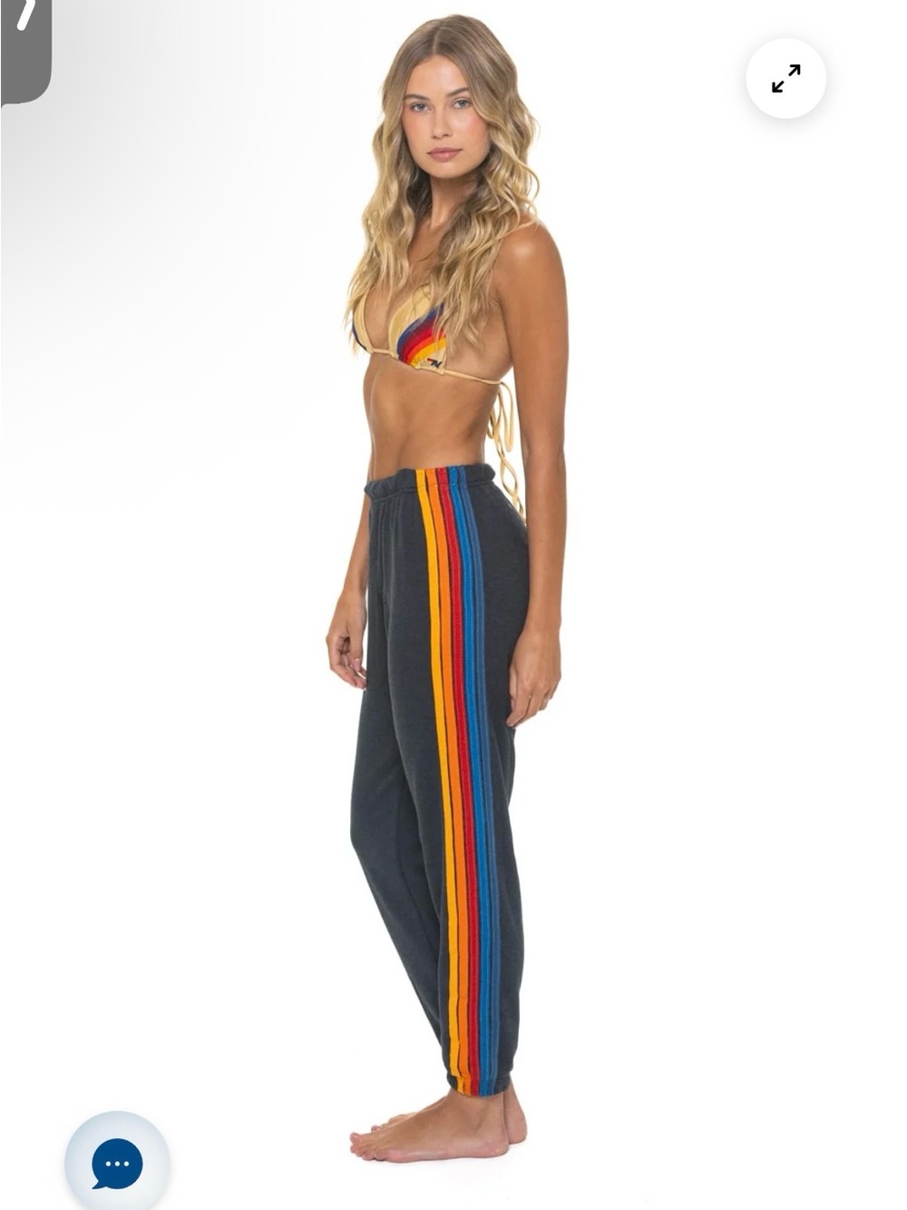 Aviator Nation Grey Track Joggers with 5 Rainbow Side Stripes